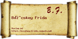 Böcskey Frida névjegykártya